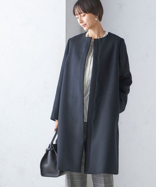 osb　コート36黒 SHIPS（シップス） ノーカラーコート 36 ブラック レディース