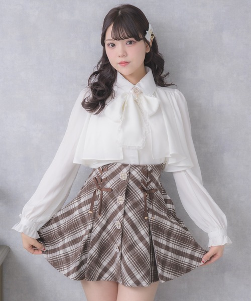 ROJITA（ロジータ） スカート ビジューボタンチェックミニスカート