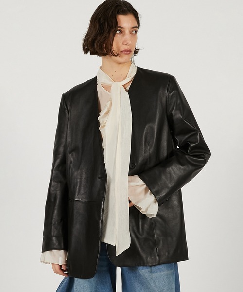 ノーカラー ラムレザー ジャケット（ファッション）のおすすめ人気商品