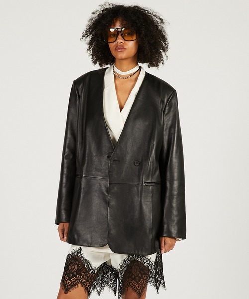 ノーカラー ラムレザー ジャケット（ファッション）のおすすめ人気商品