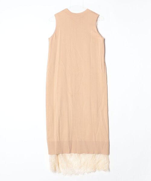 「LANVIN en Bleu」 ノースリーブワンピース 38 ベージュ レディースの画像