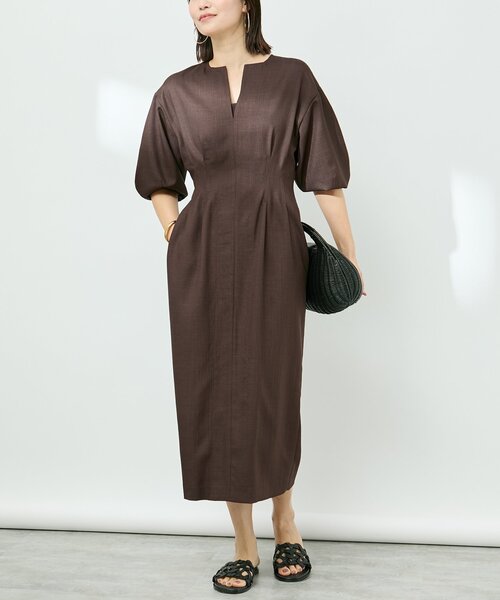 「VERMEIL par iena」 半袖ワンピース 38 グリーン レディース_画像2