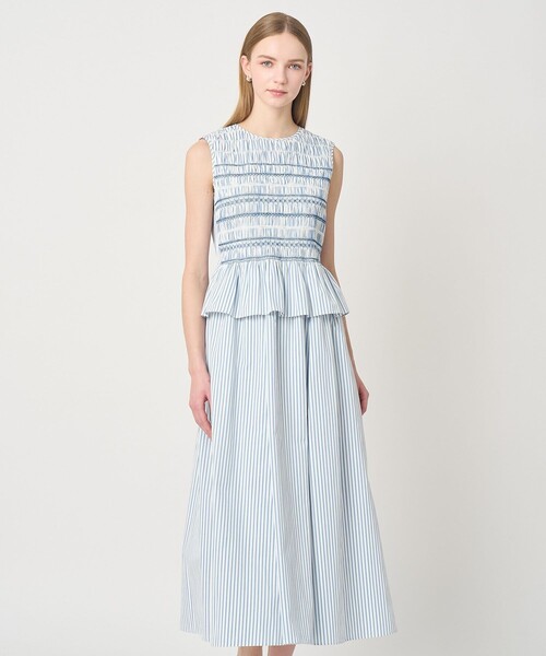 ANAYI（アナイ） ワンピース カラーストライプスモッキング ワンピース