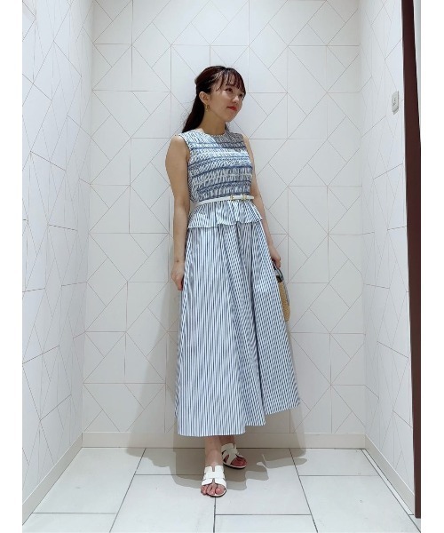 ANAYI（アナイ） ワンピース カラーストライプスモッキング ワンピース