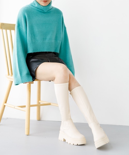 「attagirl」 ロングブーツ 3L ダークブラウン レディース_画像6