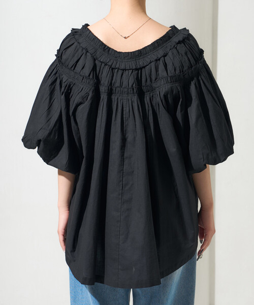 ブラウス シャツ 限定展開　インド フリル スキッパー ブラウス レディースの画像