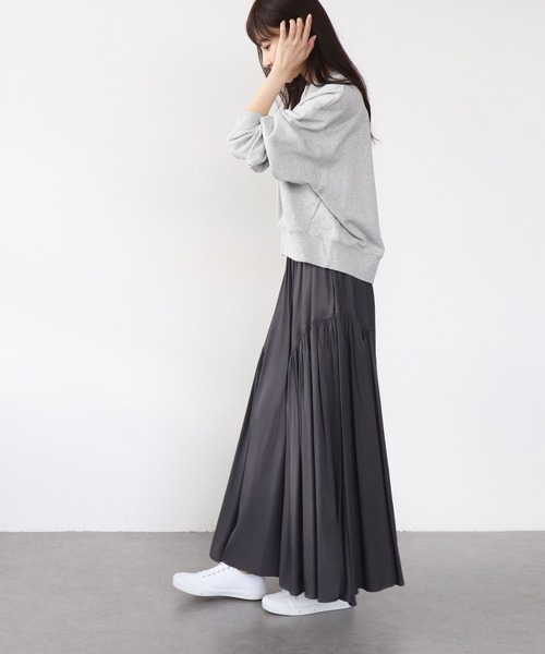 Jines（ジネス） ロング スカート サイドギャザースカート : ZOZOTOWN