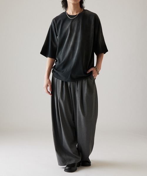 ワイドパンツ パンツ インバーテッドプリーツワイドパンツ メンズの画像