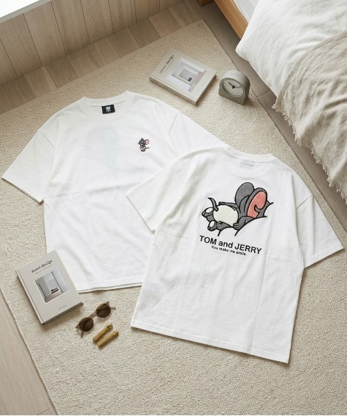tシャツ 「TOM ＆ JERRY/トムとジェリー」キャラクターサガラ刺繍半袖T