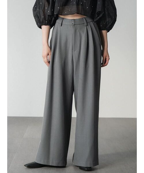 ワイドパンツ スラックス パンツ 2 tucked wide pants レディース
