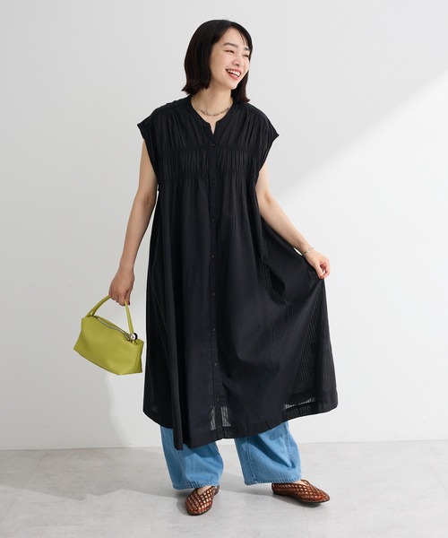 Green Parks（グリーンパークス） シャツワンピース フレンチスリーブ