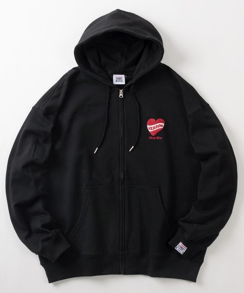 「VISION STREET WEAR」 ジップアップパーカー M 杢グレー メンズ_画像2