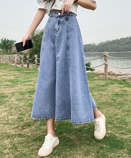 「BLANC FICELLE」 デニムスカート X-LARGE インディゴブルー レディース_画像7