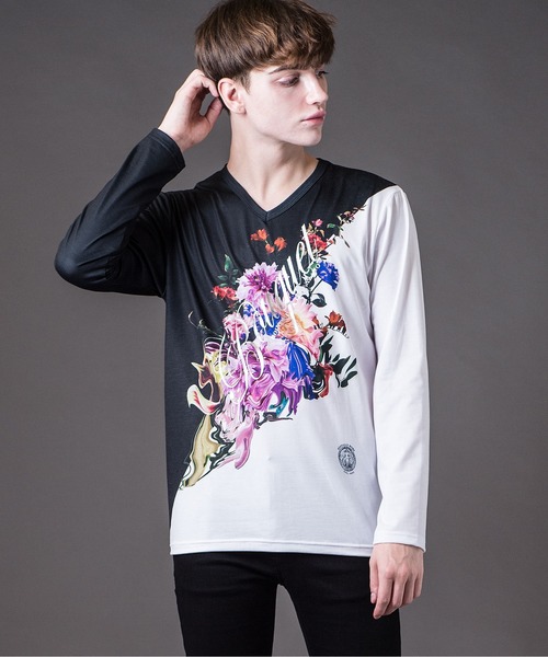新品正規品 tシャツ Tシャツ BOUQET-50/50(ブーケ-50/50)花柄プリント Vネック ロンT ZOZOTOWN PayPayモール店 - 通販 - PayPayモール 格安最新品
