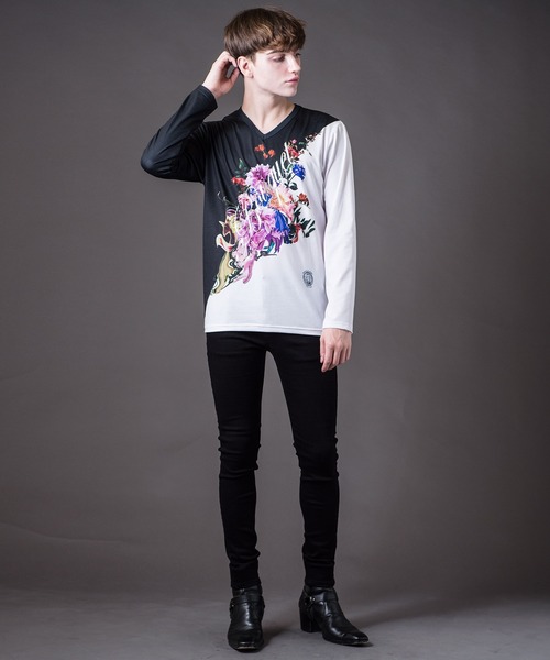 新品正規品 tシャツ Tシャツ BOUQET-50/50(ブーケ-50/50)花柄プリント Vネック ロンT ZOZOTOWN PayPayモール店 - 通販 - PayPayモール 格安最新品
