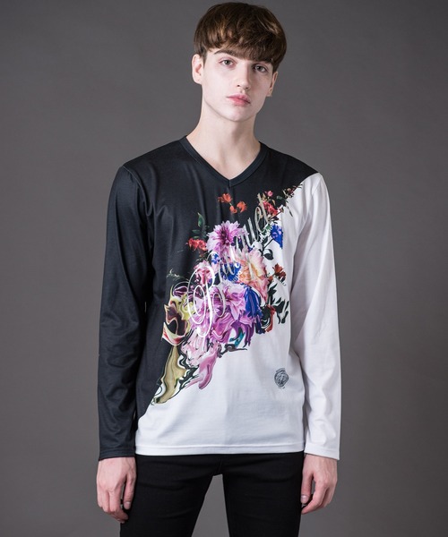 新品正規品 tシャツ Tシャツ BOUQET-50/50(ブーケ-50/50)花柄プリント Vネック ロンT ZOZOTOWN PayPayモール店 - 通販 - PayPayモール 格安最新品