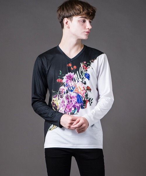 新品正規品 tシャツ Tシャツ BOUQET-50/50(ブーケ-50/50)花柄プリント Vネック ロンT ZOZOTOWN PayPayモール店 - 通販 - PayPayモール 格安最新品