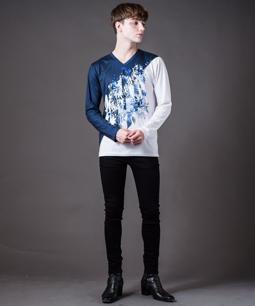 新品正規品 tシャツ Tシャツ BOUQET-50/50(ブーケ-50/50)花柄プリント Vネック ロンT ZOZOTOWN PayPayモール店 - 通販 - PayPayモール 格安最新品