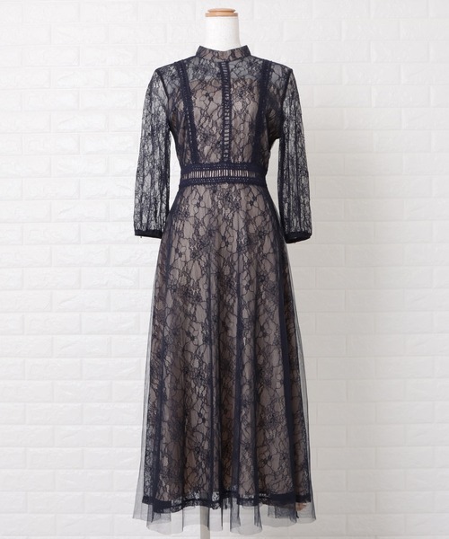 Lace Ladies ドレス チュールレースロングワンピースドレス