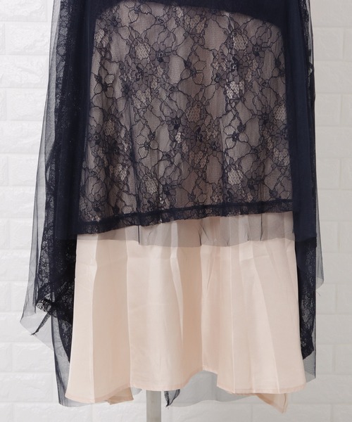 Lace Ladies ドレス チュールレースロングワンピースドレス