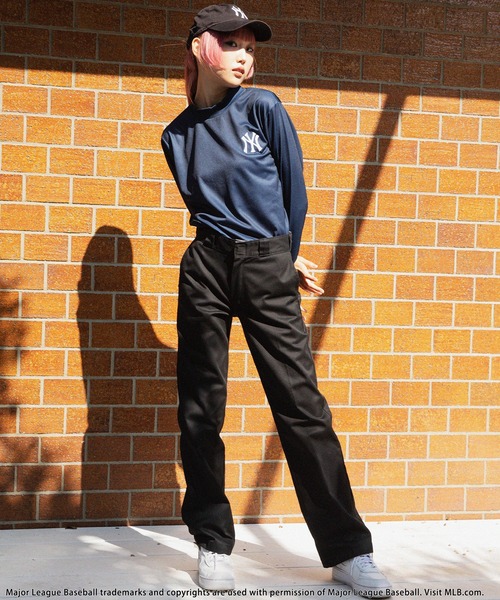 tシャツ 「MLB/New York Yankees」モックネック長袖Tシャツ レディース メンズ