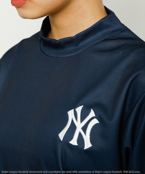 tシャツ 「MLB/New York Yankees」モックネック長袖Tシャツ レディース メンズ MLB/New York Yankees】モックネック長袖Tシャツ BACK TO THE