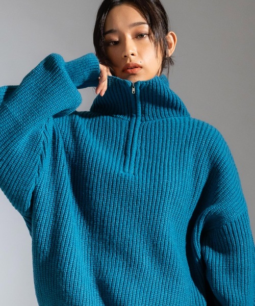 Ressaca（レサーカ） セーター ニット ハーフジップ畔編みトラック