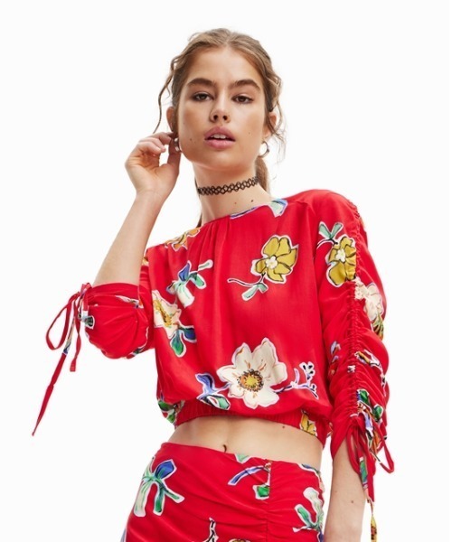 Desigual（デシグアル） ブラウス シャツ 花柄 ショートギャザー