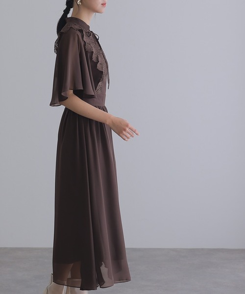 atlo（アトロ） ドレス ロング＆七分袖フォーマルケープカラー