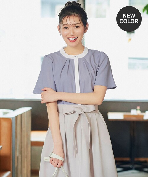 Tiaclasse ブラウス シャツ 「新色追加・洗える」フロントタック配色