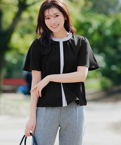 Tiaclasse ブラウス シャツ 「新色追加・洗える」フロントタック配色