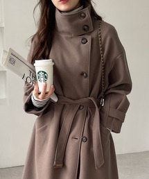 【blate】フェイクウールスタンドカラーポンチョコート　新品 フェイクウールスタンドカラーポンチョコート | BLATE