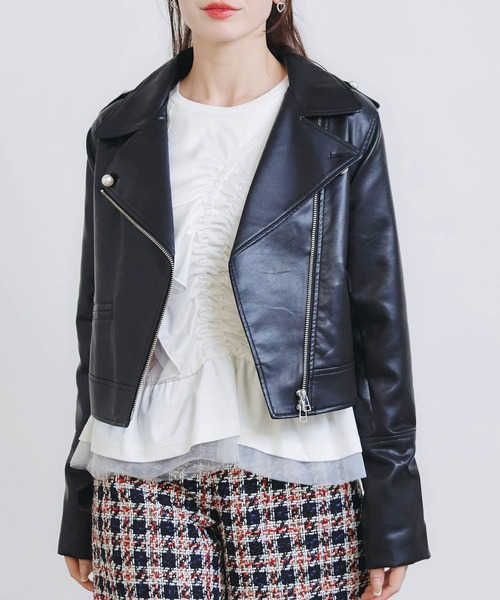【PEARLED IVORY】レザージャケット - XS PEARLED IVORY】レザージャケット - XS