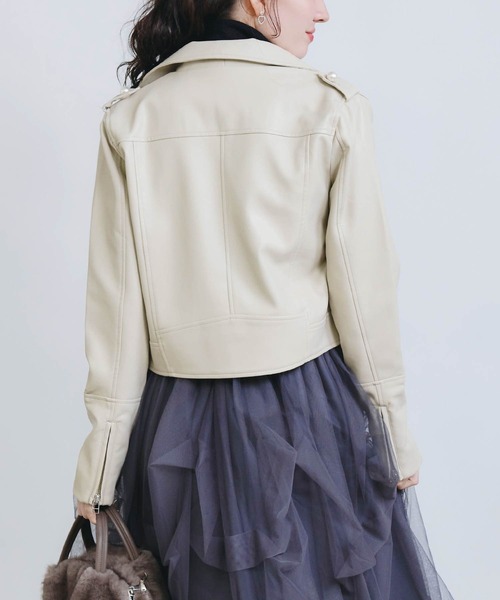 PICCIN PERLA レザージャケット ライダース フェイクレザーパール