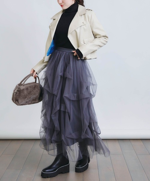 PICCIN PERLA レザージャケット ライダース フェイクレザーパール