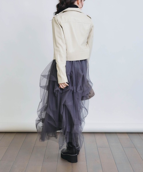 PICCIN PERLA レザージャケット ライダース フェイクレザーパール