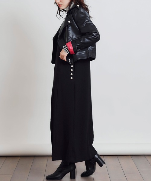 PICCIN PERLA レザージャケット ライダース フェイクレザーパール