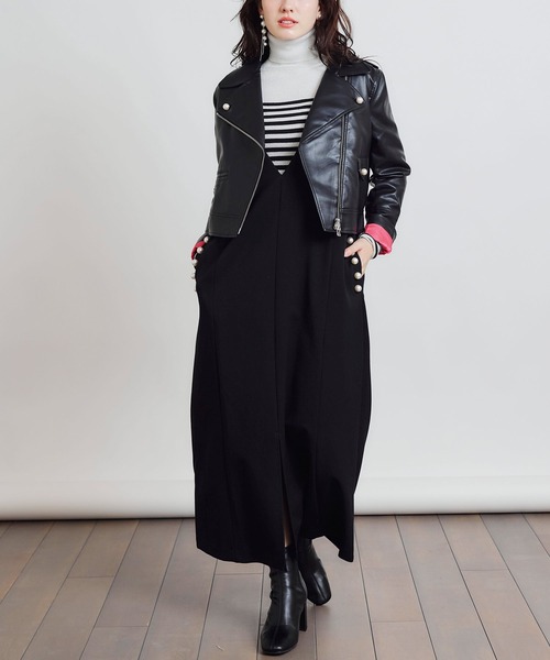 PICCIN PERLA レザージャケット ライダース フェイクレザーパール