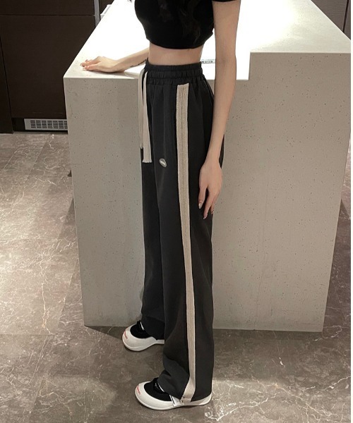 ワイドレッグジャージ スウェットパンツ サイドライン 1858 CLEA スウェットパンツ ジャージ サイドリボン ラインワイド