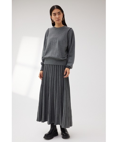 【美品】45Rウールニットプリーツスカート シルク混 パイピング Mサイズ 美品】45Rウールニットプリーツスカート シルク混 パイピング M