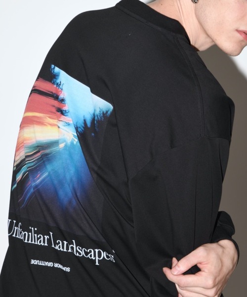 SUPERTHANKS tシャツ フォトプリント＆ロゴプリント ロングT