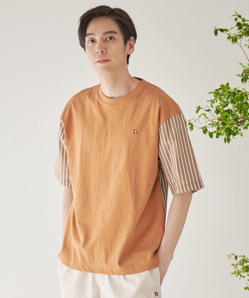 Arnold Palmer tシャツ 布帛ドッキング 5分袖 Tシャツ メンズ 