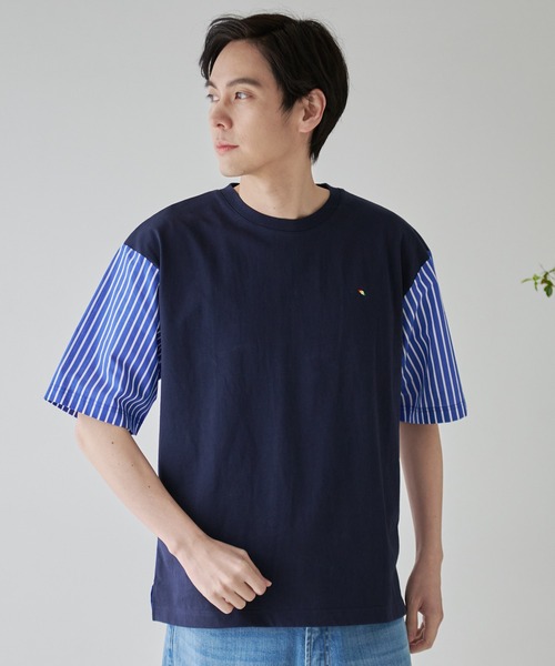 Arnold Palmer tシャツ 布帛ドッキング 5分袖 Tシャツ メンズ 