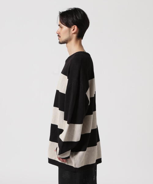 セーター ニット A.F ARTEFACT/エーエフアーティファクト/STRIPES KNIT TOP メンズの画像