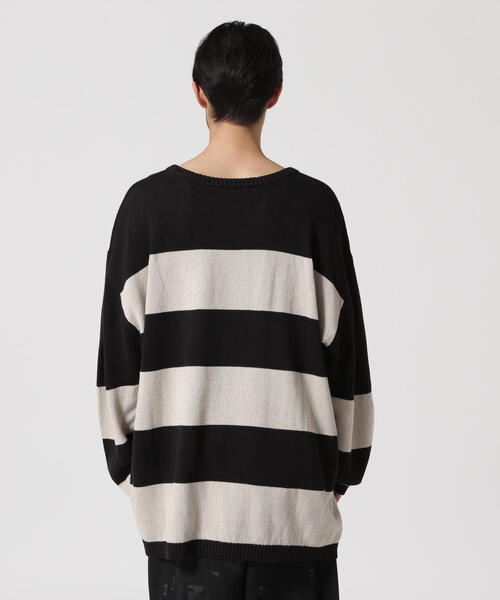 セーター ニット A.F ARTEFACT/エーエフアーティファクト/STRIPES KNIT TOP メンズの画像