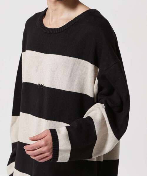 セーター ニット A.F ARTEFACT/エーエフアーティファクト/STRIPES KNIT TOP メンズの画像