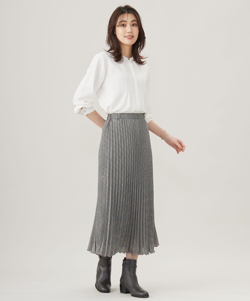ブラウス シャツ 「洗える」ヌーディスバックサテン ピンタック ブラウス レディース J.PRESS ブラウス シャツ 「洗える」ヌーディスバックサテン