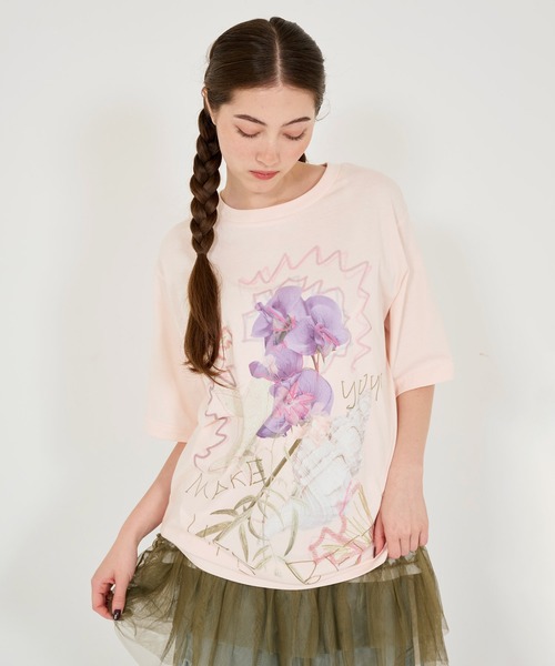 TINA：JOJUN（ティーナジョジュン） tシャツ フラワーコラージュ