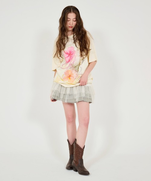 TINA：JOJUN tシャツ フラワーコラージュ オーバーTシャツ