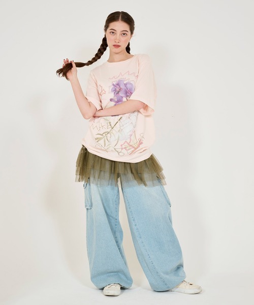 TINA：JOJUN tシャツ フラワーコラージュ オーバーTシャツ